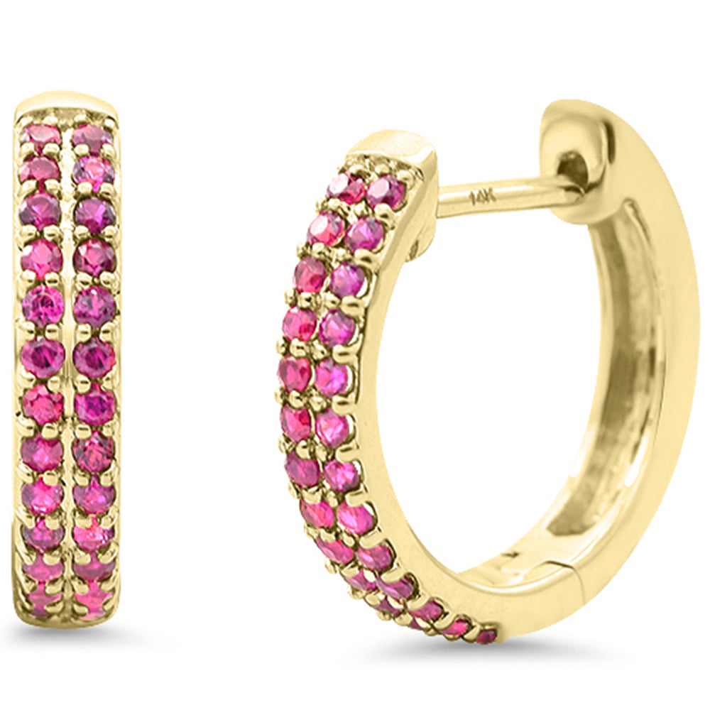.41ct G SI 14K Yellow Gold Ruby Gemstone Hoop Earrings