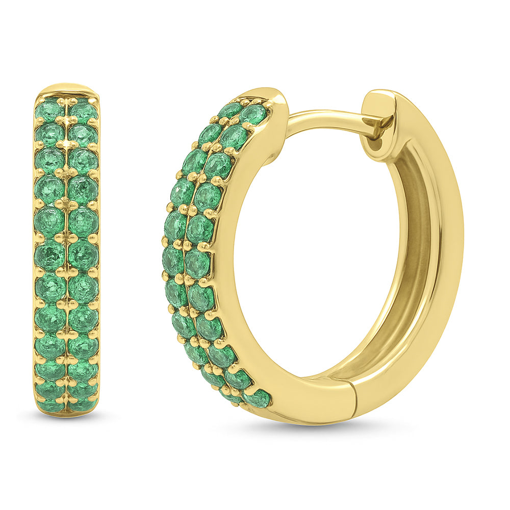 .38ct G SI 14K Yellow Gold Emerald Gemstone Earrings