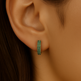 .38ct G SI 14K Yellow Gold Emerald Gemstone Earrings