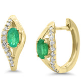 .73ct G SI 14K Yellow Gold Emerald Gemstone & Diamond Earrings