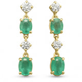 .91ct G SI 14K Yellow Gold Diamond & Emerald Gemstone Drop Earrings