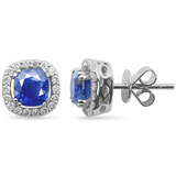 2.95ct G SI 14K White Gold Diamond & Blue Sapphire Gemstone Earrings