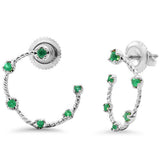 .16ct G SI 14K White Gold Emerald Gemstone Open Hoop Earrings