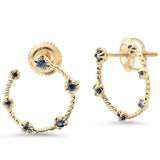 .20ct G SI 14K Yellow Gold Blue Sapphire Gemstone Half Circle Earrings