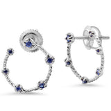 .21ct G SI 14K White Gold Blue Sapphire Gemstone Open Hoop Earrings