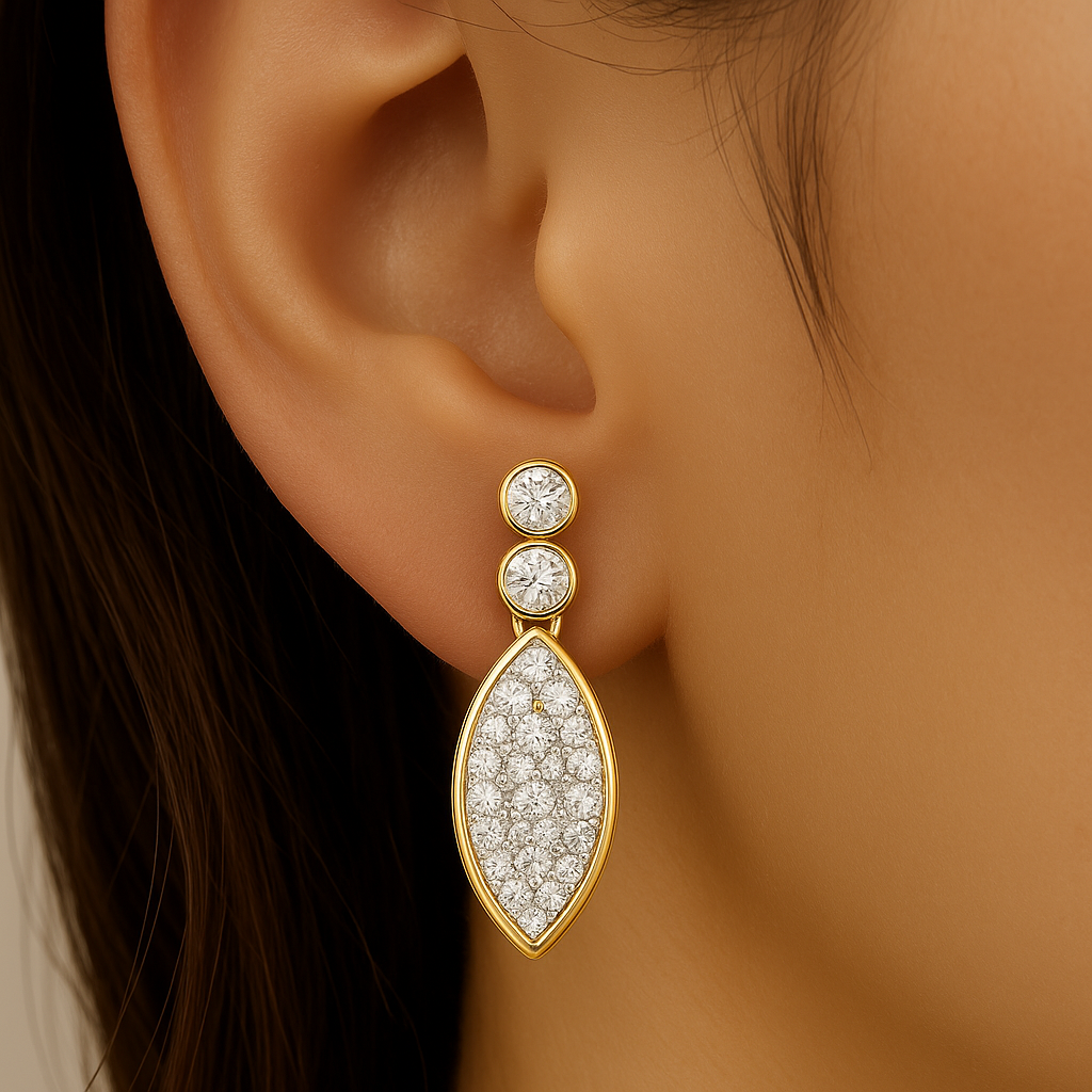.32ct G SI 14K Yellow Gold Diamond Marquise Shape Diamond Earrings
