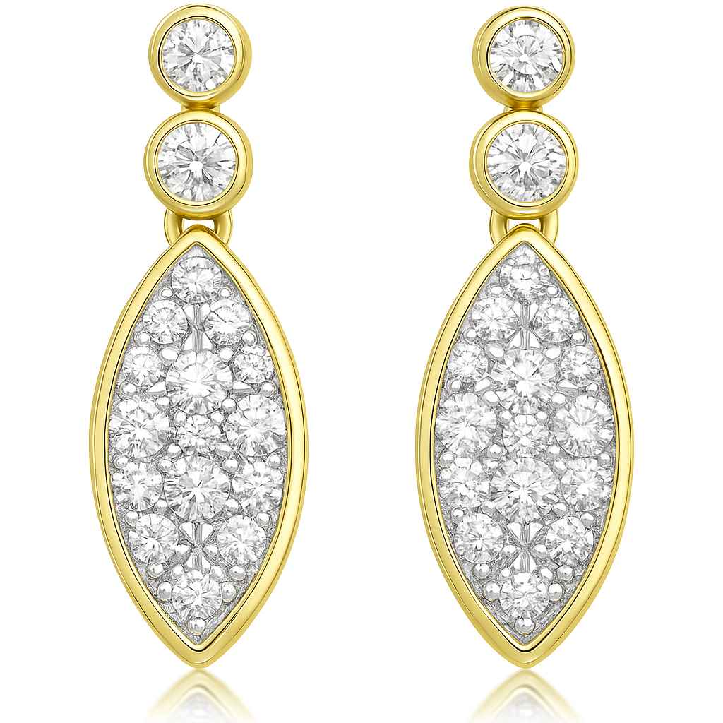 .32ct G SI 14K Yellow Gold Diamond Marquise Shape Diamond Earrings