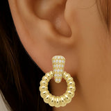 .21ct G SI 14K Yellow Gold Diamond Fashion Scalloped Hoop Earrings