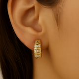 .10ct G SI 14K Yellow Gold Gold Chunky Hoop Diamond Earrings