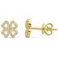 .19ct G SI 14K Yellow Gold Heart Clover Diamond Earrings