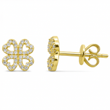 .15ct G SI 14K Yellow Gold Heart Clover Diamond Earrings