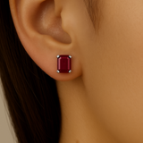 1.85ct G SI 14K White Gold Ruby Gemstone Stud Earrings