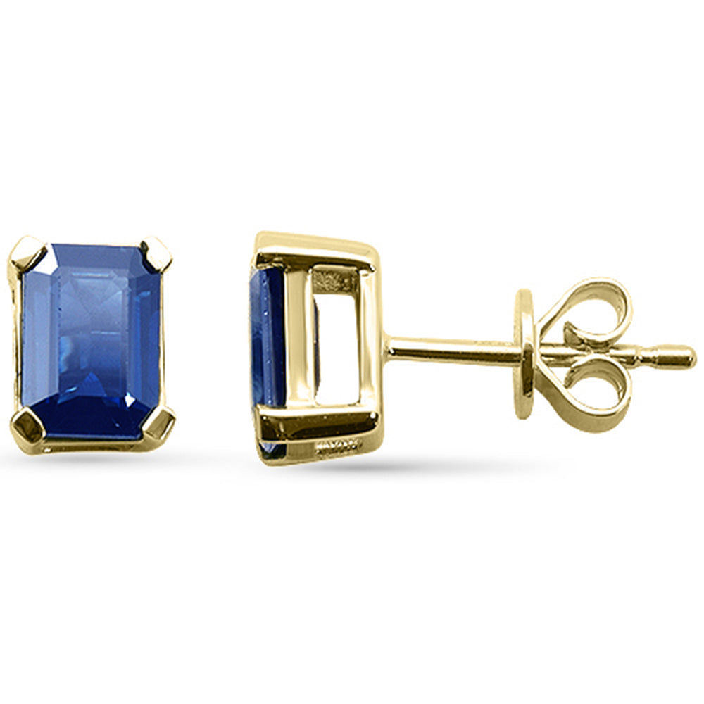2.02ct G SI 14K Yellow Gold Blue Sapphire Gemstone Stud Earrings