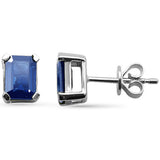 2.33ct G SI 14K White Gold Blue Sapphire Gemstone Stud Earrings