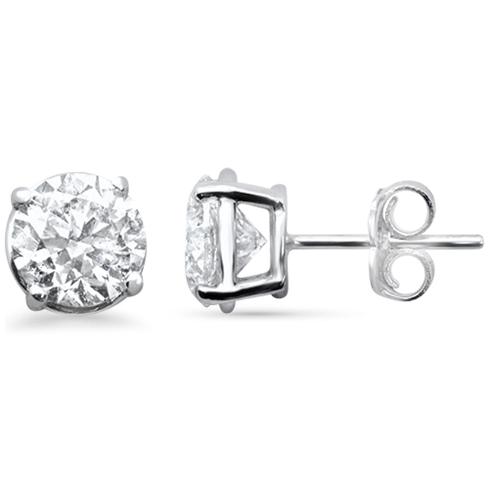 2.32ct G SI 14K White Gold Round Diamond Solitaire Stud Earrings