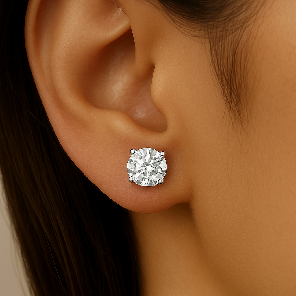 2.32ct G SI 14K White Gold Round Diamond Solitaire Stud Earrings