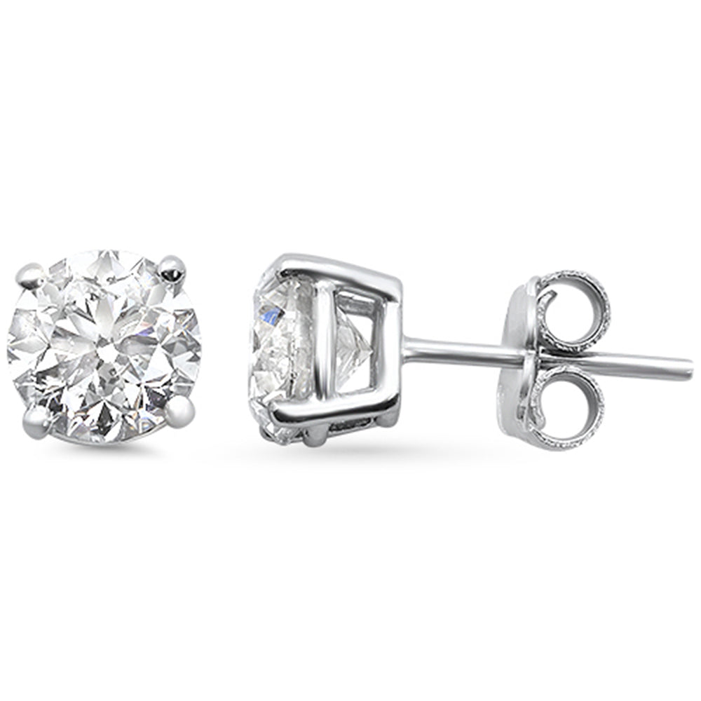 2.04ct G SI 14K White Gold Round Diamond Solitaire Stud Earrings