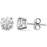 2.04ct G SI 14K White Gold Round Diamond Solitaire Stud Earrings