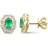 1.44ct G SI 14K Yellow Gold Diamond & Emerald Gemstone Earrings