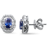 1.66ct G SI 14K White Gold Diamond & Blue Sapphire Gemstone Earrings
