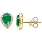 <span style="color:purple">SPECIAL!</span>1.43ct G SI 14K Yellow Gold Diamond & Emerald Gemstone Pear Teardrop Stud Earrings