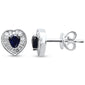 <span style="color:purple">SPECIAL!</span>.69ct G SI 14K White Gold Diamond & Blue Sapphire Gemstone Heart Shape Earrings