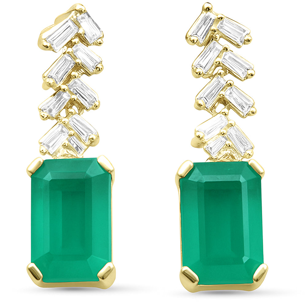 1.23ct G SI 14K Yellow Gold Diamond & Emerald Gemstone Earrings
