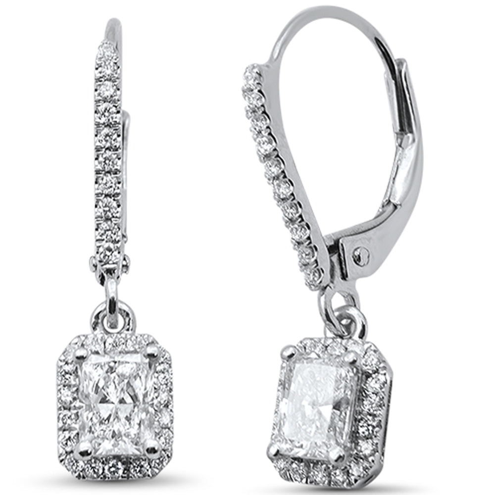 <span style="color:purple">SPECIAL!</span> 1.01ct G SI 14K White Gold Diamond Radiant Diamond Hoop Earrings