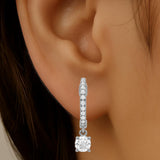 .33ct G SI 14K White Gold Diamond Hoop Huggie Dangle Earrings