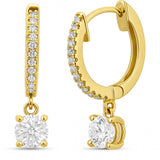 .49ct G SI 14K Yellow Gold Diamond Hoop Huggie Dangle Earrings