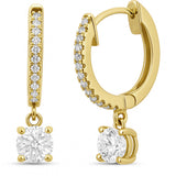 .55ct G SI 14K Yellow Gold Diamond Hoop Huggie Dangle Earrings