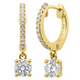 .67ct G SI 14K Yellow Gold Diamond Hoop Huggie Dangle Earrings