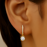 .67ct G SI 14K Yellow Gold Diamond Hoop Huggie Dangle Earrings