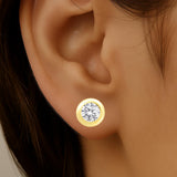 1.04ct G SI 14K Yellow Gold Round Diamond Bezel Set Stud Earrings
