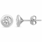 1.04ct G SI 14K White Gold Round Diamond Bezel Set Stud Earrings