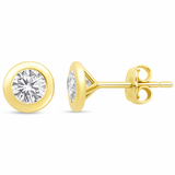 1.04ct G SI 14K Yellow Gold Round Diamond Bezel Set Stud Earrings