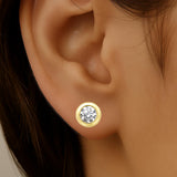 <span style="color:purple">SPECIAL!</span> .70ct G SI 14K Yellow Gold Round Diamond Bezel Set Stud Earrings