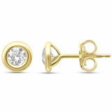 .44ct G SI 14K Yellow Gold Round Diamond Bezel Set Stud Earrings