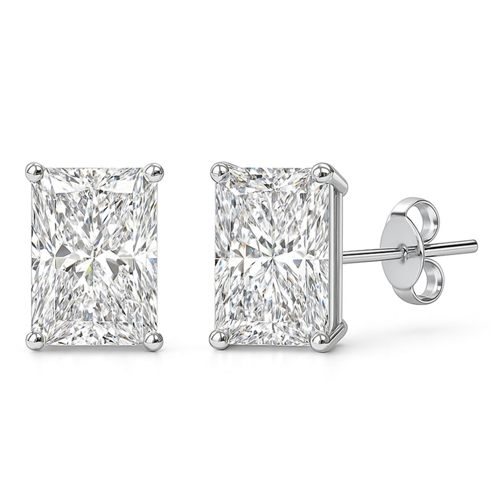 1.42ct G SI 14K White Gold Diamond Radiant Cut Solitaire Stud Earrings