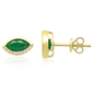 <span style="color:purple">SPECIAL!</span> .87ct G SI 14K Yellow Gold Diamond & Emerald Gemstone Evil Eye Earrings