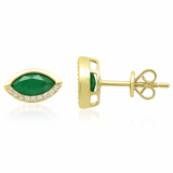 .87ct G SI 14K Yellow Gold Diamond & Emerald Gemstone Evil Eye Earrings