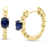 .46ct 14K Yellow Gold Blue Sapphire Gemstone Hoop Earrings
