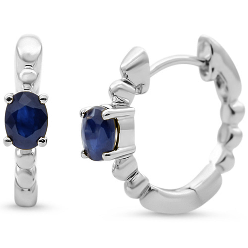 .55ct 14K White Gold Blue Sapphire Gemstone Hoop Earrings