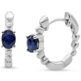 .55ct 14K White Gold Blue Sapphire Gemstone Hoop Earrings