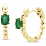 .29ct 14K Yellow Gold Emerald Gemstone Hoop Earrings