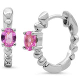 .38ct 14K White Gold Pink Sapphire Gemstone Hoop Earrings