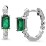 .72ct 14K White Gold Emerald Gemstone Hoop Earrings