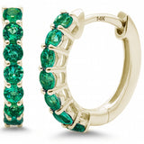 .54ct 14K Yellow Gold Emerald Gemstone Hoop Earrings