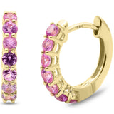 .57ct 14K Yellow Gold Pink Sapphire Gemstone Hoop Earrings