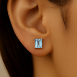 1.61ct G SI 14K White Gold Aquamarine Gemstone Stud Earrings